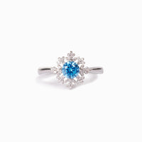 Sterling Silver Blue Cubic Zirconia Snowflake Ring