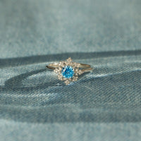 Sterling Silver Blue Cubic Zirconia Snowflake Ring