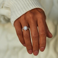 Sterling Silver Blue Cubic Zirconia Snowflake Ring