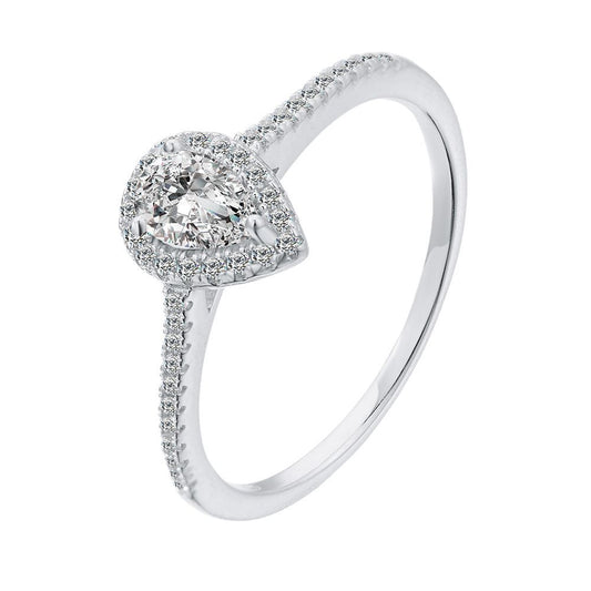 Moissanite Sterling Silver Classic Engagement Ring