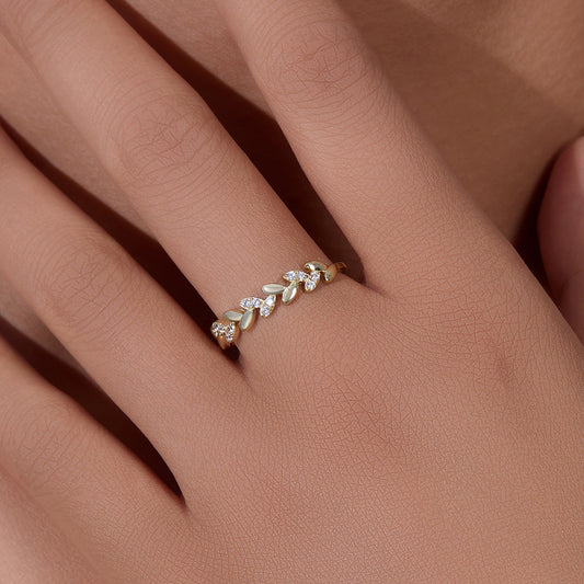 Sterling Silver Cubic Zirconia Wheat Ring