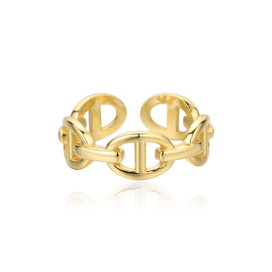 Sterling Silver Adjustable Geometry Oval Ring