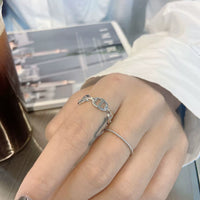 Sterling Silver Adjustable Geometry Oval Ring