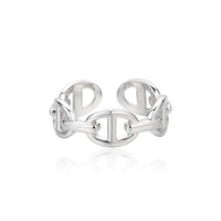 Sterling Silver Adjustable Geometry Oval Ring