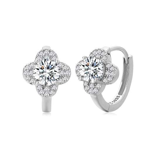 Sterling Silver Lucky Clover Hoop Earrings