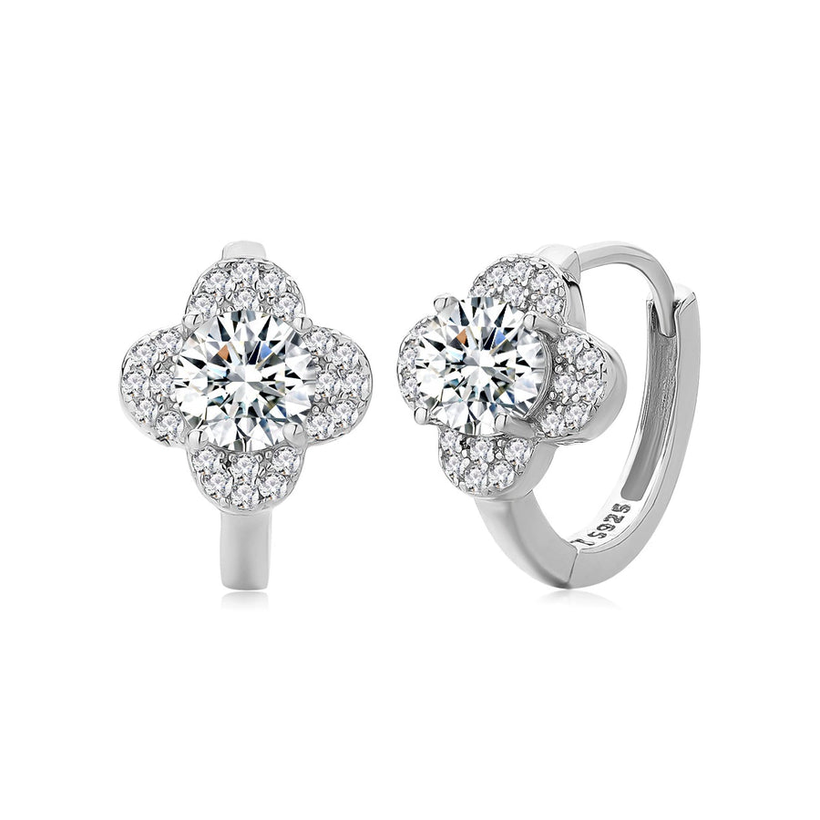 Sterling Silver Lucky Clover Hoop Earrings