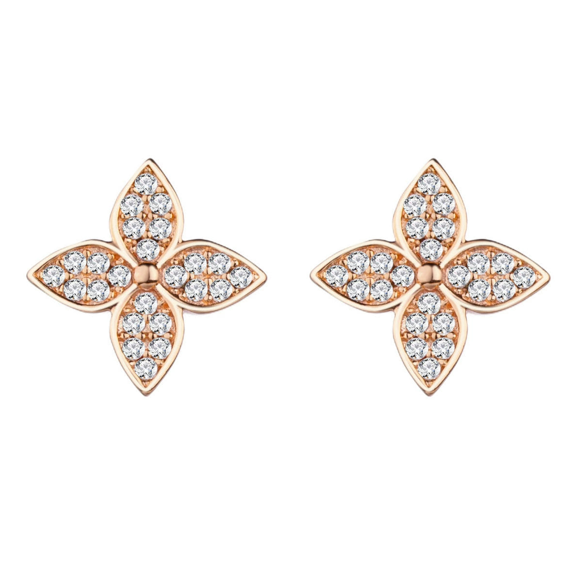 Sterling Silver Clover Flower Stud Earrings