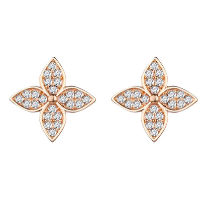 Sterling Silver Clover Flower Stud Earrings