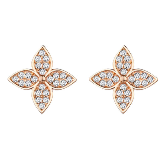 Sterling Silver Clover Flower Stud Earrings