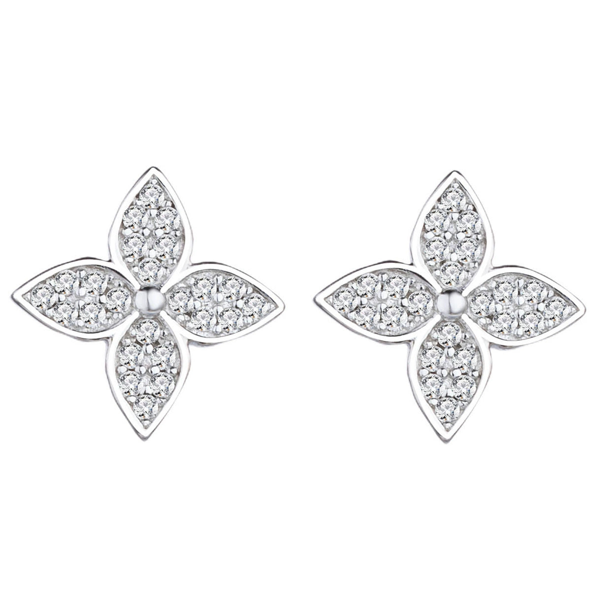 Sterling Silver Clover Flower Stud Earrings