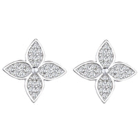 Sterling Silver Clover Flower Stud Earrings