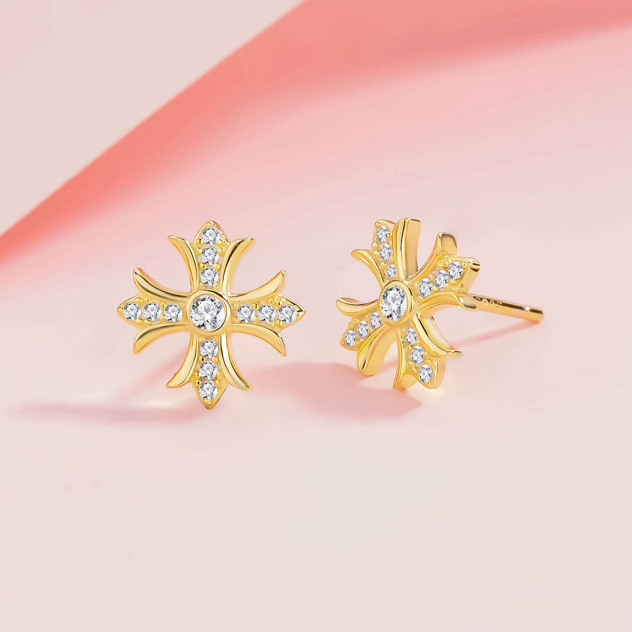 Sterling Silver Elegant Cross Stud Earrings