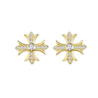 Sterling Silver Elegant Cross Stud Earrings