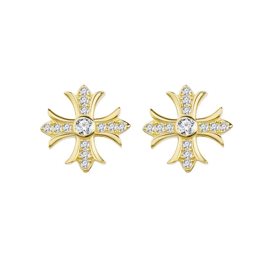 Sterling Silver Elegant Cross Stud Earrings
