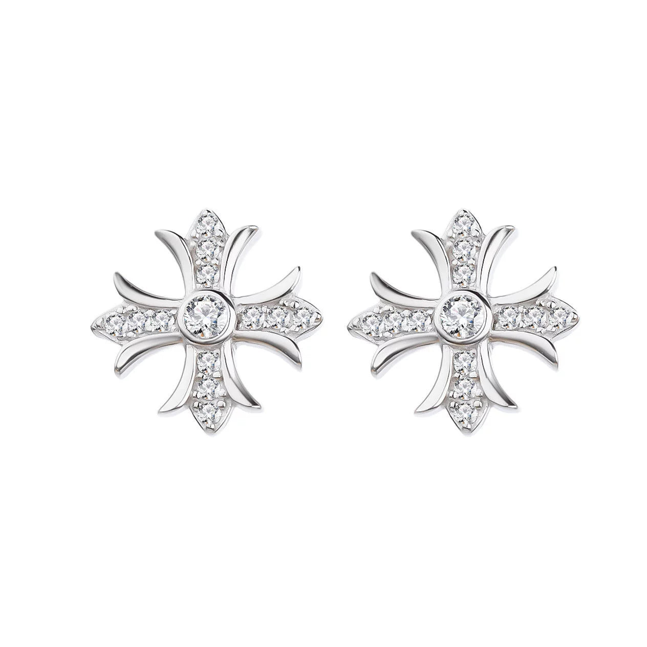Sterling Silver Elegant Cross Stud Earrings