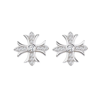 Sterling Silver Elegant Cross Stud Earrings