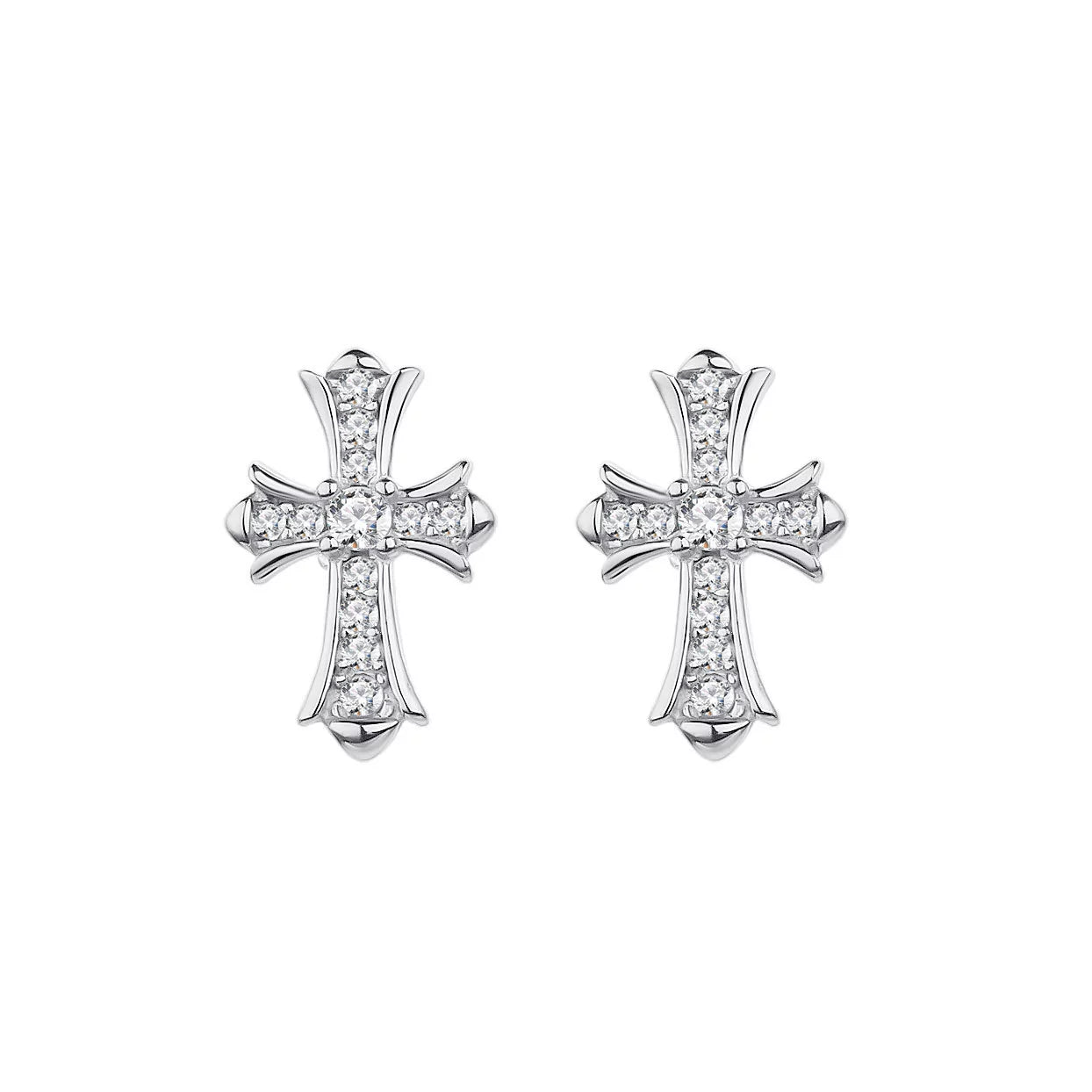 Sterling Silver Cross Stud Earrings