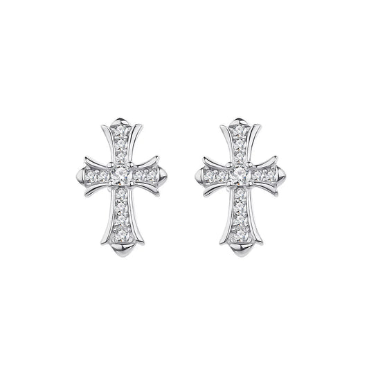 Sterling Silver Cross Stud Earrings