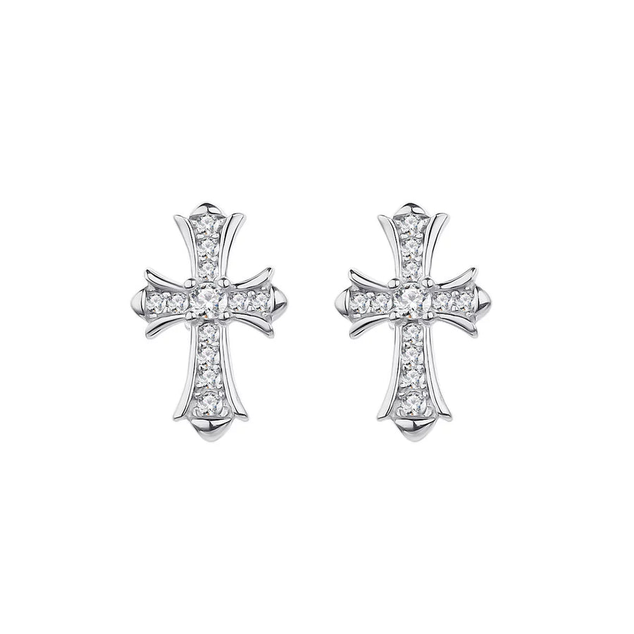 Sterling Silver Cross Stud Earrings