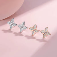 Sterling Silver Clover Flower Stud Earrings
