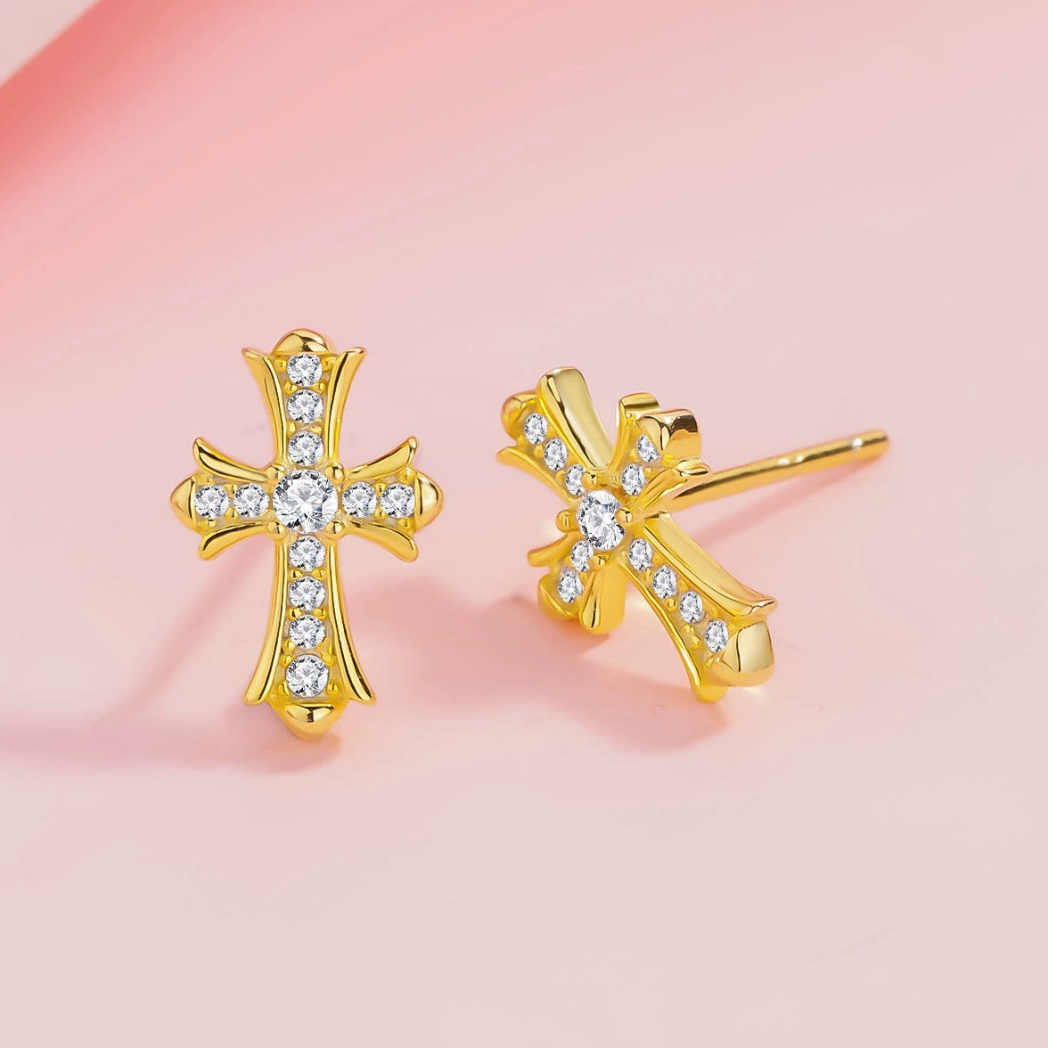 Sterling Silver Cross Stud Earrings