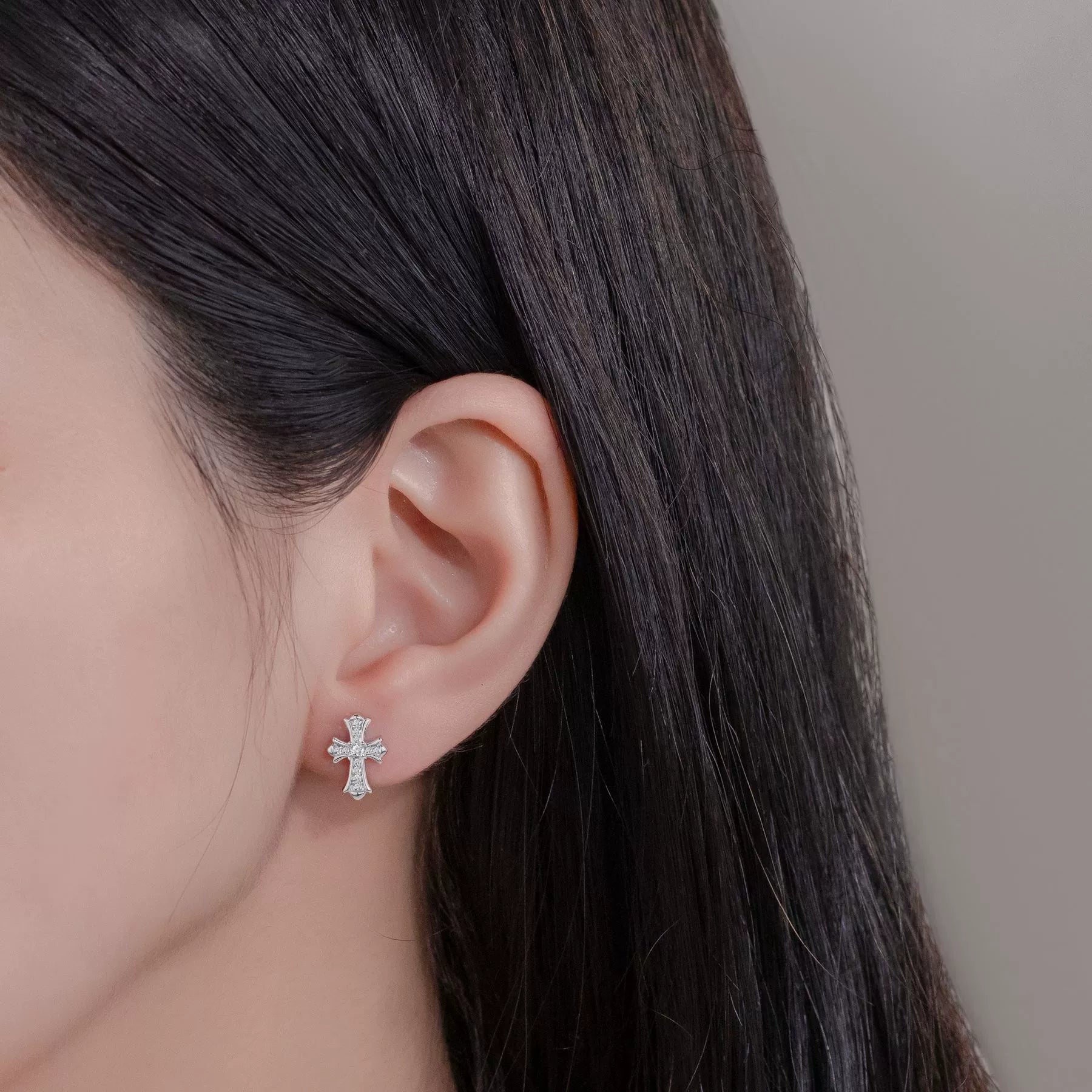 Sterling Silver Cross Stud Earrings