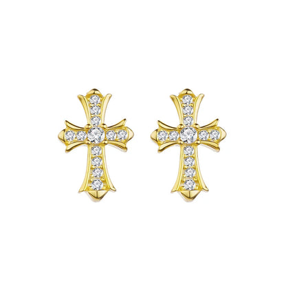 Sterling Silver Cross Stud Earrings
