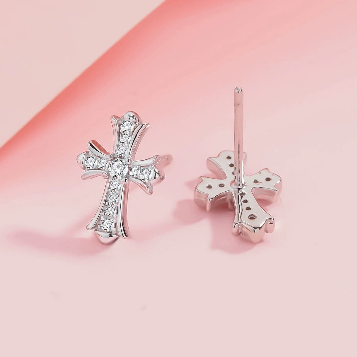 Sterling Silver Cross Stud Earrings