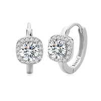 Sterling Silver Princess Cut Cubic Zirconia Hoop Earrings