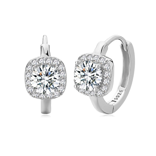 Sterling Silver Princess Cut Cubic Zirconia Hoop Earrings