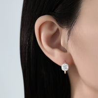 Sterling Silver Princess Cut Cubic Zirconia Hoop Earrings