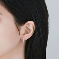Sterling Silver Cross Hoop Earrings