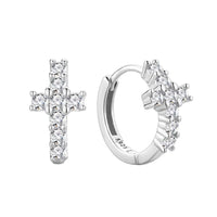 Sterling Silver Cross Hoop Earrings