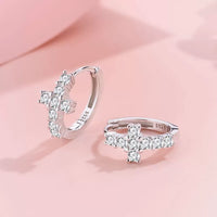 Sterling Silver Cross Hoop Earrings