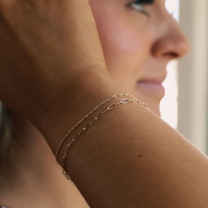 14K Solid Gold Fine Paperclip Chain