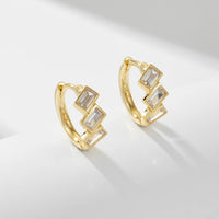 Sterling Silver Baguette Small Hoop Earrings