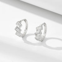 Sterling Silver Baguette Small Hoop Earrings