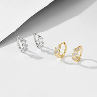 Sterling Silver Baguette Small Hoop Earrings