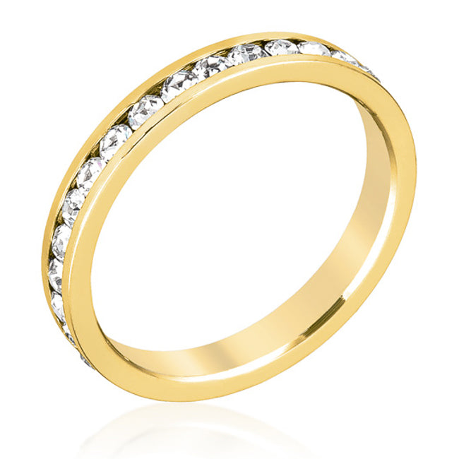 Clear Crystal Gold Stackable Ring