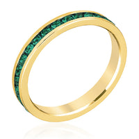 Green Crystal Eternity Stackable Ring