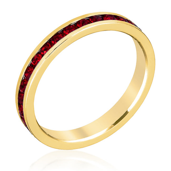 Garnet Crystal Stackable Eternity Ring in Gold