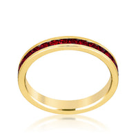 Garnet Crystal Stackable Eternity Ring in Gold