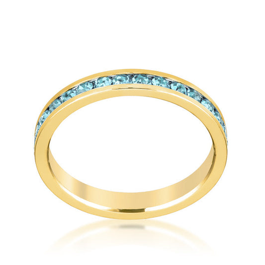 Aqua Crystal Gold Stackable Ring