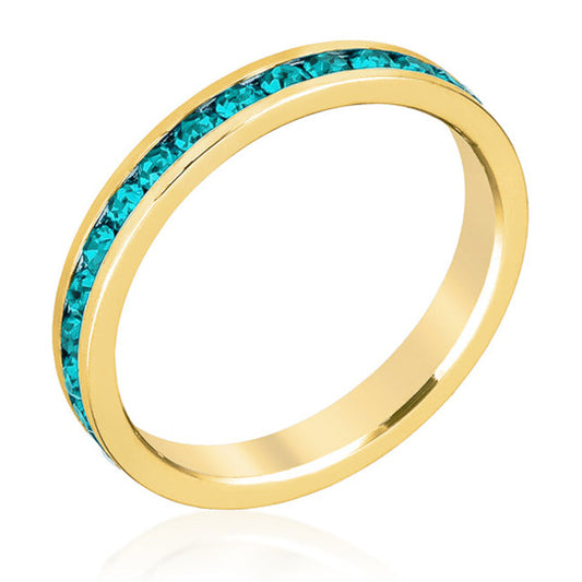 Turquoise Crystal Stackable Gold Ring