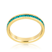 Turquoise Crystal Stackable Gold Ring