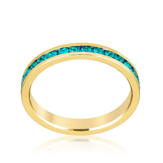 Turquoise Crystal Stackable Gold Ring