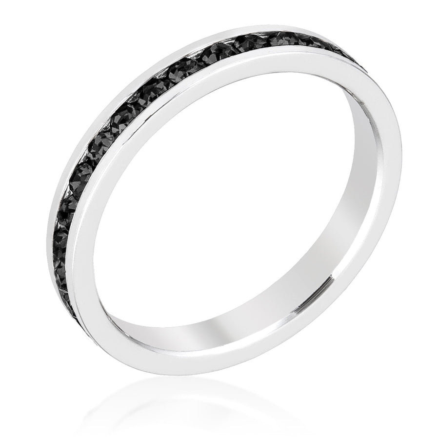 Jet Black Crystal Stackable Ring