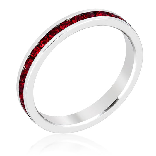 Garnet Crystal Stackable Eternity Ring