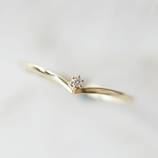 Gold Plated Sterling Silver V Shape Promise Ring