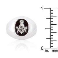 Rhodium-Plated Onyx Masonic Ring